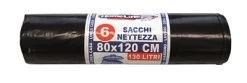 ROTOLO SACCHI PATTUMIERA 6 PZ NETTEZZA NERI 130 LITRI
