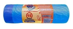 SACCHI PATTUMIERA 15 PZ BLU CON MANIGLIA DI CHIUSURA 40 LT