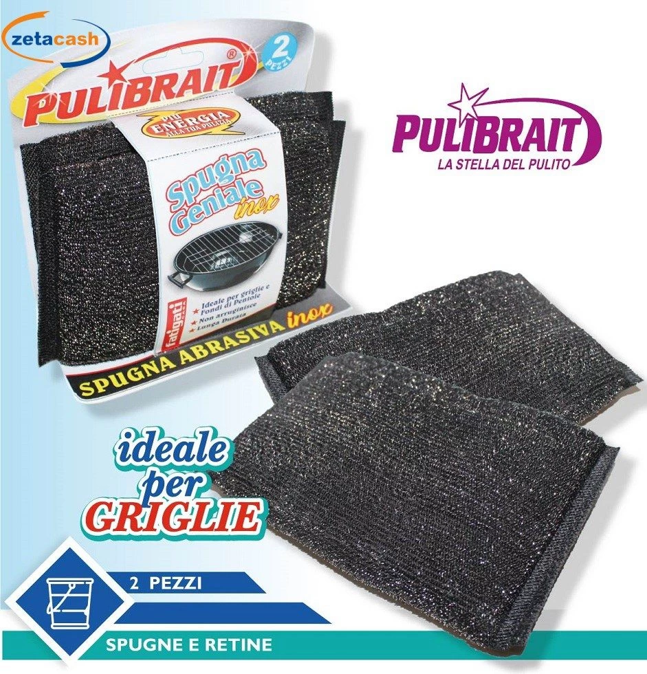 SPUGNA GENIALE INOX 2 PEZZI 3 SPUGNA GENIALE INOX 2 PEZZI