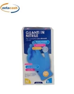 GUANTI IN NITRILE 8 PEZZI BLU TAGLIA L PER CONTATTO ALIMENTI