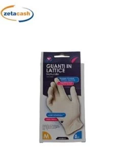GUANTI 8 PEZZI IN LATTICE NATURALE TAGLIA M BIANCHI